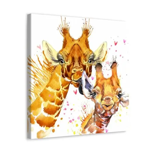 GADGETS WRAP Canvas Gallery Wrap Framed for Home Office Studio Living Room Decoration (10x10inch) - Two Giraffe