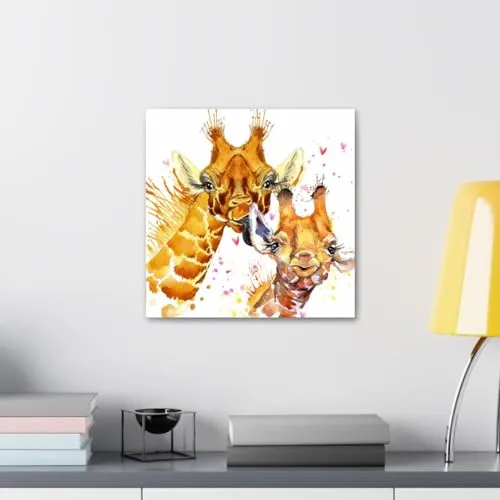 GADGETS WRAP Canvas Gallery Wrap Framed for Home Office Studio Living Room Decoration (10x10inch) - Two Giraffe