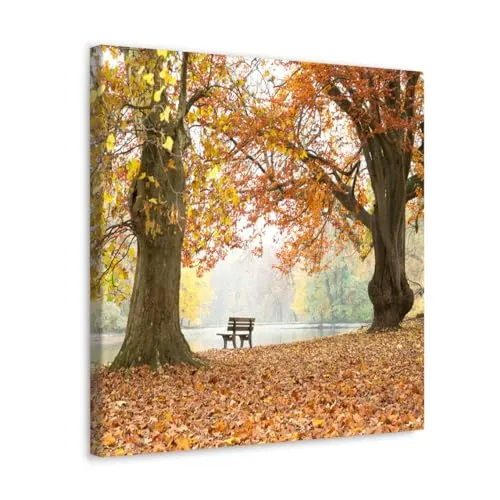 GADGETS WRAP Canvas Gallery Wrap Framed for Home Office Studio Living Room Decoration (10x10inch) - Two Huge Autumn Trees