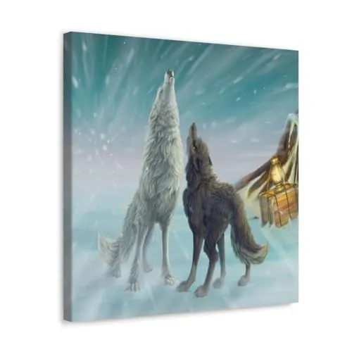 GADGETS WRAP Canvas Gallery Wrap Framed for Home Office Studio Living Room Decoration (10x10inch) - Two Wolfs