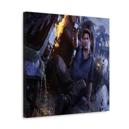 GADGETS WRAP Canvas Gallery Wrap Framed for Home Office Studio Living Room Decoration (10x10inch) - Uncharted 4 Key Art