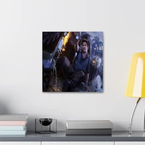 GADGETS WRAP Canvas Gallery Wrap Framed for Home Office Studio Living Room Decoration (10x10inch) - Uncharted 4 Key Art