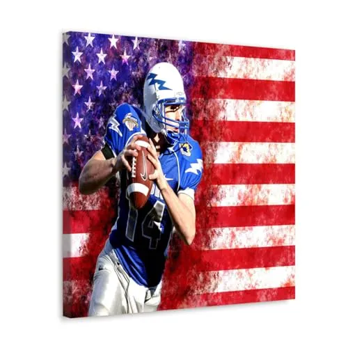 GADGETS WRAP Canvas Gallery Wrap Framed for Home Office Studio Living Room Decoration (10x10inch) - Usa Footballer