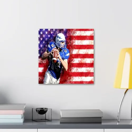 GADGETS WRAP Canvas Gallery Wrap Framed for Home Office Studio Living Room Decoration (10x10inch) - Usa Footballer