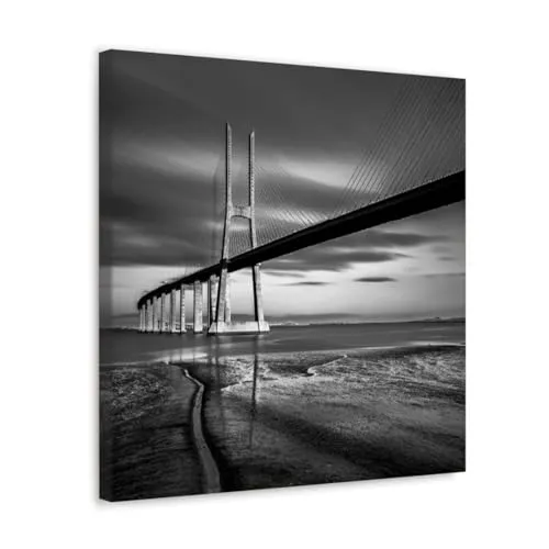 GADGETS WRAP Canvas Gallery Wrap Framed for Home Office Studio Living Room Decoration (10x10inch) - Vasco Da Gama Bridge