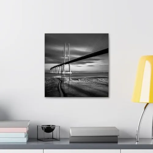 GADGETS WRAP Canvas Gallery Wrap Framed for Home Office Studio Living Room Decoration (10x10inch) - Vasco Da Gama Bridge