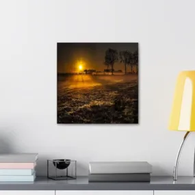 GADGETS WRAP Canvas Gallery Wrap Framed for Home Office Studio Living Room Decoration (10x10inch) - Winter Grass Field Sunrise