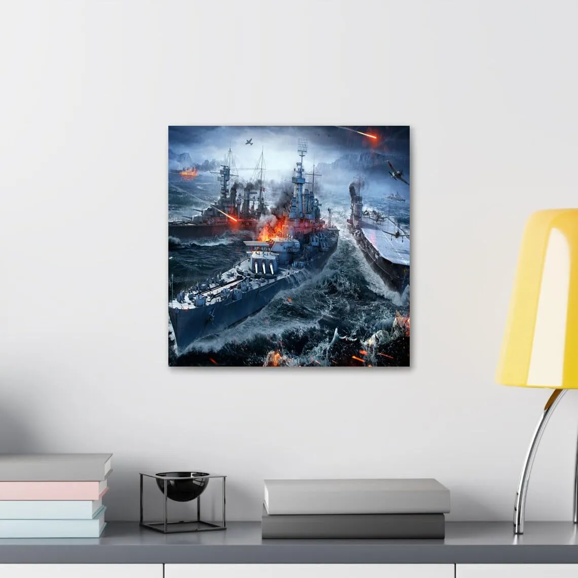 GADGETS WRAP Canvas Gallery Wrap Framed for Home Office Studio Living Room Decoration (10x10inch) - World Of Warships Naval Battles