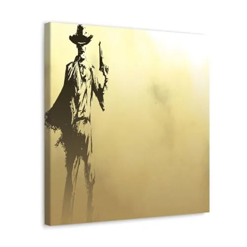 GADGETS WRAP Canvas Gallery Wrap Framed for Home Office Studio Living Room Decoration (10x10inch) - Yellow Cowboy