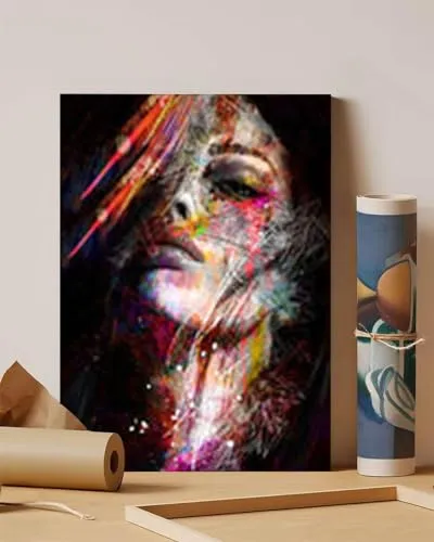 GADGETS WRAP Canvas Gallery Wrap Framed for Home Office Studio Living Room Decoration (11x14inch) - Abstract Art Girl Face Print 3