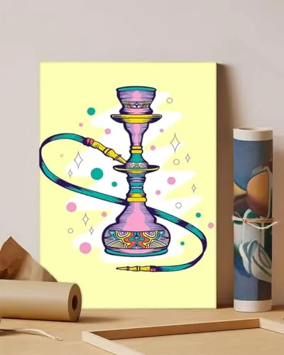 GADGETS WRAP Canvas Gallery Wrap Framed for Home Office Studio Living Room Decoration (11x14inch) - Glitterin Hookah