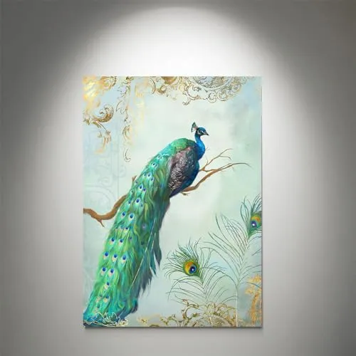 GADGETS WRAP Canvas Gallery Wrap Framed for Home Office Studio Living Room Decoration (11x14inch) - Peacock