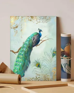 GADGETS WRAP Canvas Gallery Wrap Framed for Home Office Studio Living Room Decoration (11x14inch) - Peacock