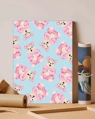 GADGETS WRAP Canvas Gallery Wrap Framed for Home Office Studio Living Room Decoration (11x14inch) - Teddy Bear Pattern