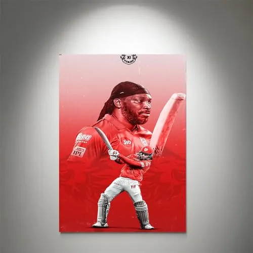 GADGETS WRAP Canvas Gallery Wrap Framed for Home Office Studio Living Room Decoration (11x17inch) - chris gayle punjab kings poster