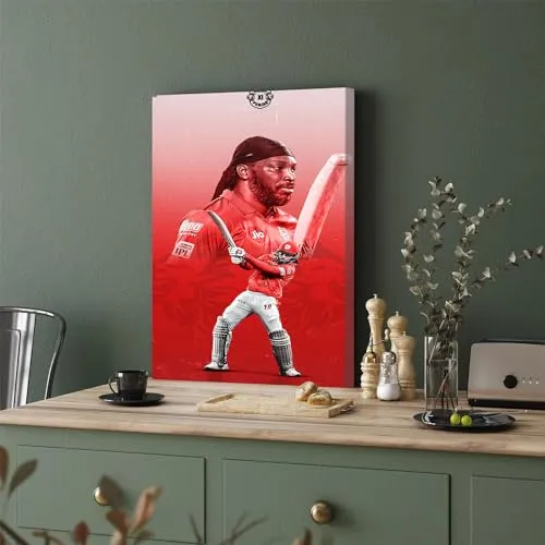 GADGETS WRAP Canvas Gallery Wrap Framed for Home Office Studio Living Room Decoration (11x17inch) - chris gayle punjab kings poster