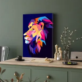 GADGETS WRAP Canvas Gallery Wrap Framed for Home Office Studio Living Room Decoration (11x17inch) - Colorful Lion Head Lowpoly