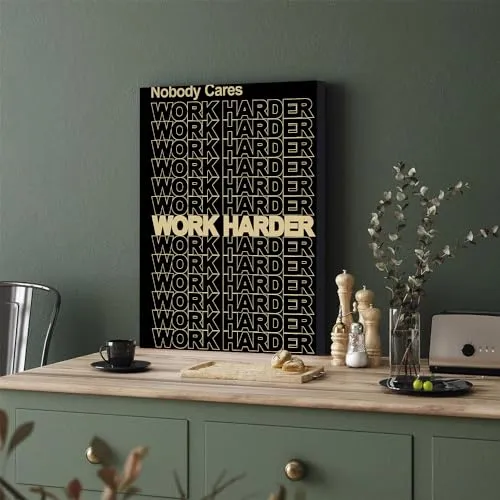 GADGETS WRAP Canvas Gallery Wrap Framed for Home Office Studio Living Room Decoration (11x17inch) - Nobody Cares, Work Harder