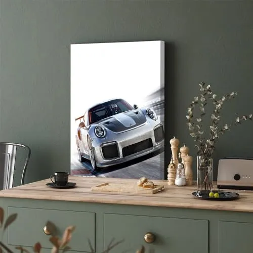 GADGETS WRAP Canvas Gallery Wrap Framed for Home Office Studio Living Room Decoration (11x17inch) - Porsche Forza On Race Track Canvas