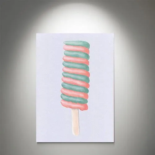 GADGETS WRAP Canvas Gallery Wrap Framed for Home Office Studio Living Room Decoration (11x17inch) - Summer Lovin' Ice Cream Iv