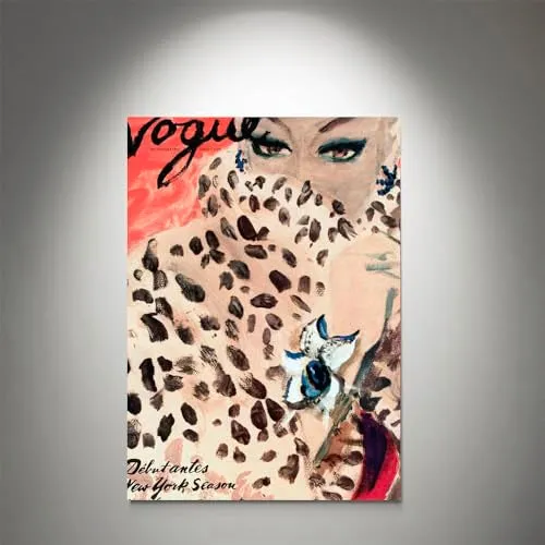 GADGETS WRAP Canvas Gallery Wrap Framed for Home Office Studio Living Room Decoration (11x17inch) - Vogue Cover Illustration Of A Woman Peering