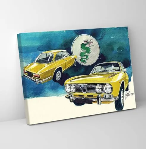 GADGETS WRAP Canvas Gallery Wrap Framed for Home Office Studio Living Room Decoration (11x9inch) - Alfa Romeo 2000