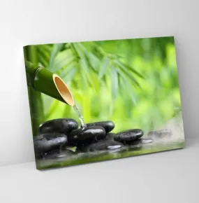 GADGETS WRAP Canvas Gallery Wrap Framed for Home Office Studio Living Room Decoration (11x9inch) - Bamboo Tree & Zen Stones