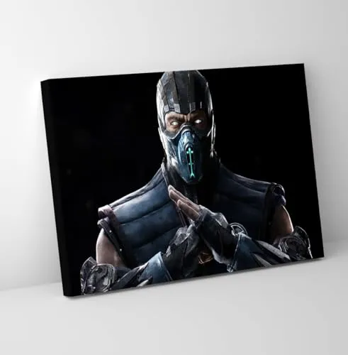 GADGETS WRAP Canvas Gallery Wrap Framed for Home Office Studio Living Room Decoration (11x9inch) - Blue Kombat Fighter