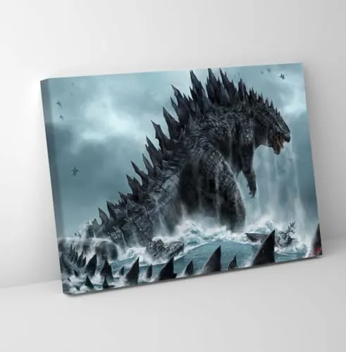 GADGETS WRAP Canvas Gallery Wrap Framed for Home Office Studio Living Room Decoration (11x9inch) - Godzilla (2)