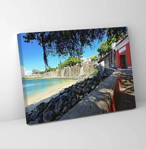 GADGETS WRAP Canvas Gallery Wrap Framed for Home Office Studio Living Room Decoration (11x9inch) - Old San Juan City Gate