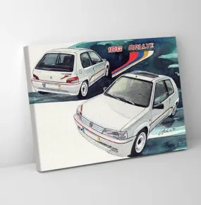 GADGETS WRAP Canvas Gallery Wrap Framed for Home Office Studio Living Room Decoration (11x9inch) - Peugeot 106 Rallye Mk 1