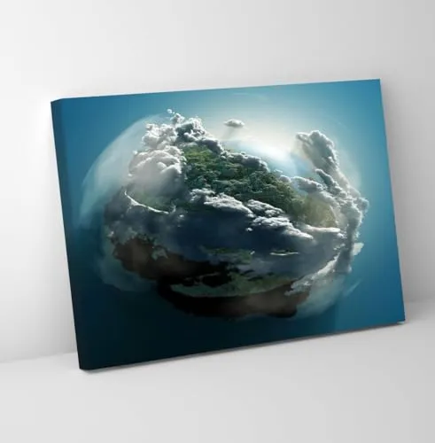 GADGETS WRAP Canvas Gallery Wrap Framed for Home Office Studio Living Room Decoration (11x9inch) - Planet With Clouds Digital Art