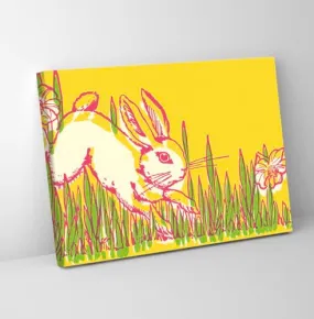 GADGETS WRAP Canvas Gallery Wrap Framed for Home Office Studio Living Room Decoration (11x9inch) - Rabbit Hopping In The Grass