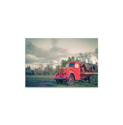 GADGETS WRAP Canvas Gallery Wrap Framed for Home Office Studio Living Room Decoration (11x9inch) - Rusty Old Red Pickup Truck