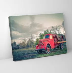 GADGETS WRAP Canvas Gallery Wrap Framed for Home Office Studio Living Room Decoration (11x9inch) - Rusty Old Red Pickup Truck