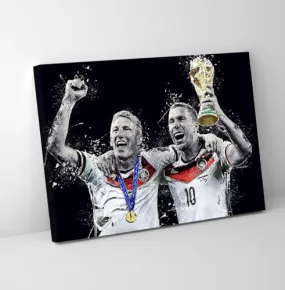 GADGETS WRAP Canvas Gallery Wrap Framed for Home Office Studio Living Room Decoration (11x9inch) - Schweinsteiger Podolski