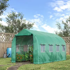 Galvanised Frame Polytunnel Greenhouse with Windows and Door for Garden, Backyard (4 x 2M)