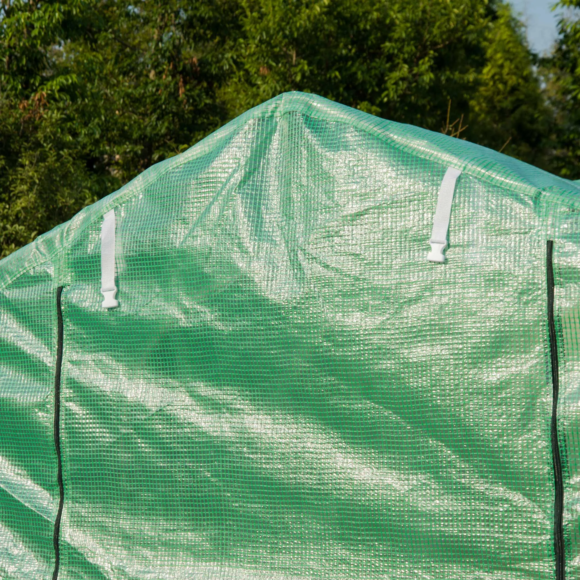 Galvanised Frame Polytunnel Greenhouse with Windows and Door for Garden, Backyard (4 x 2M)