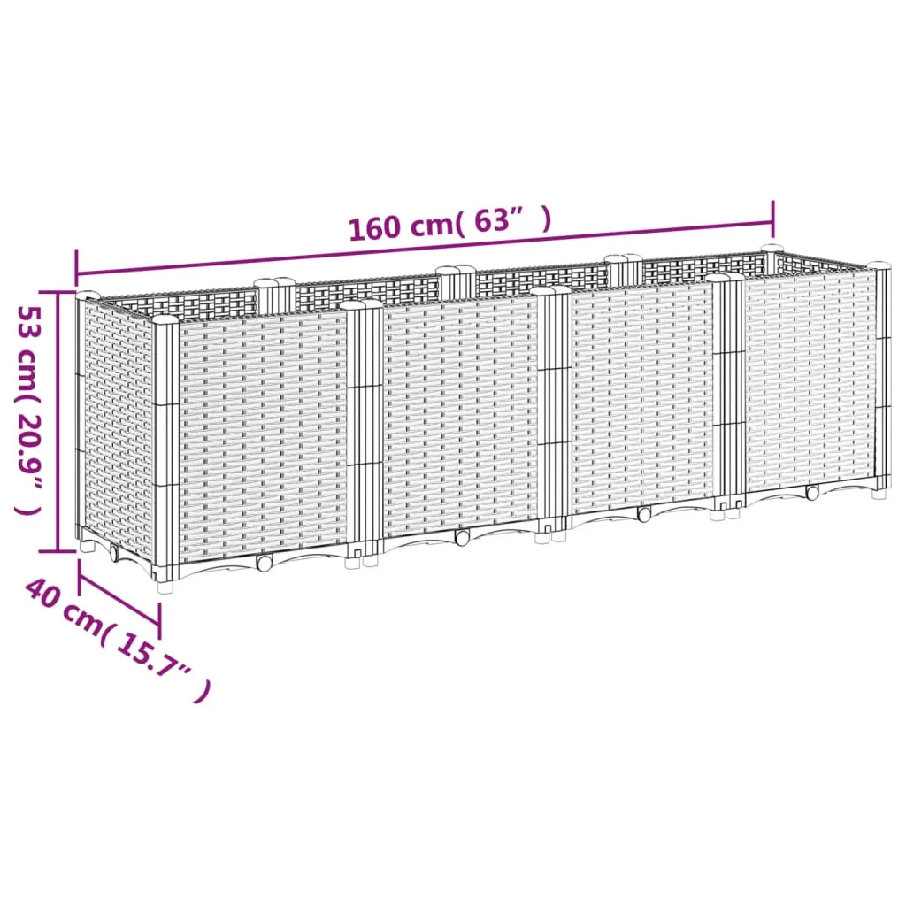 Garden Planter Light Grey 160x40x53 cm PP