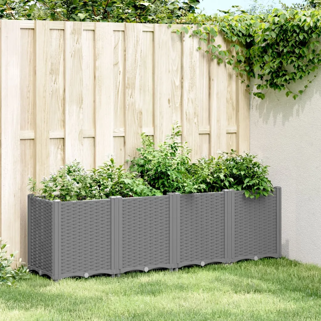 Garden Planter Light Grey 160x40x53 cm PP