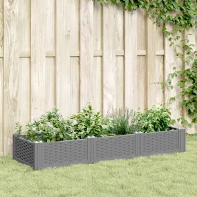 Garden Planter with Pegs Light Grey 125x40x28.5 cm PP