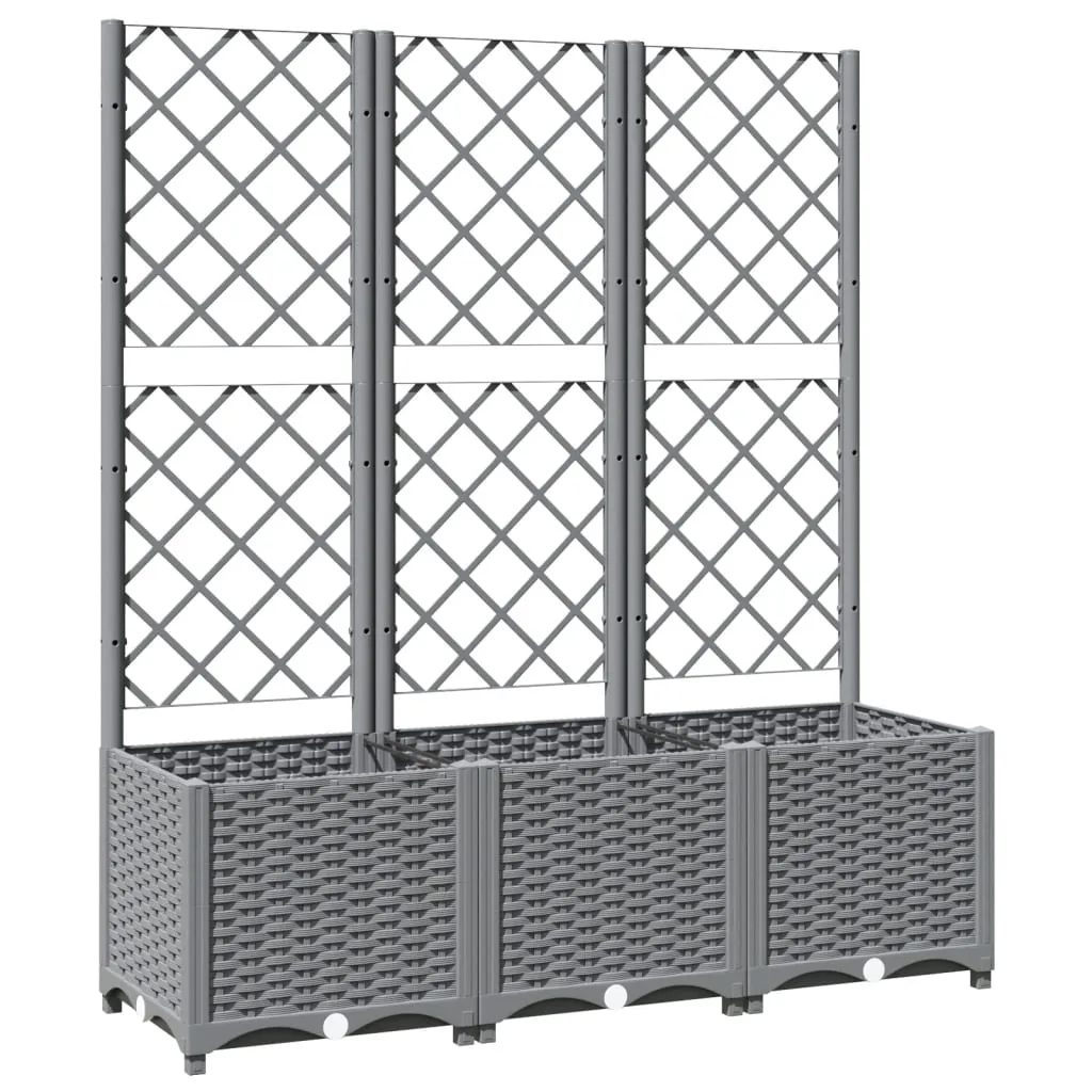 Garden Planter with Trellis Light Grey 120x40x136 cm PP