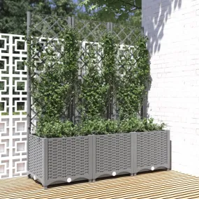 Garden Planter with Trellis Light Grey 120x40x136 cm PP