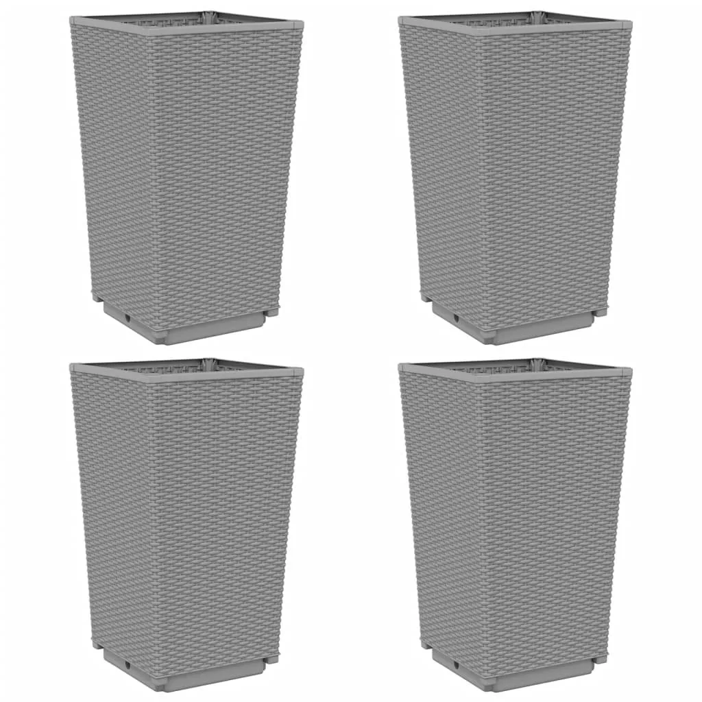 Garden Planters 4 pcs Light Grey 32.5x32.5x57 cm PP