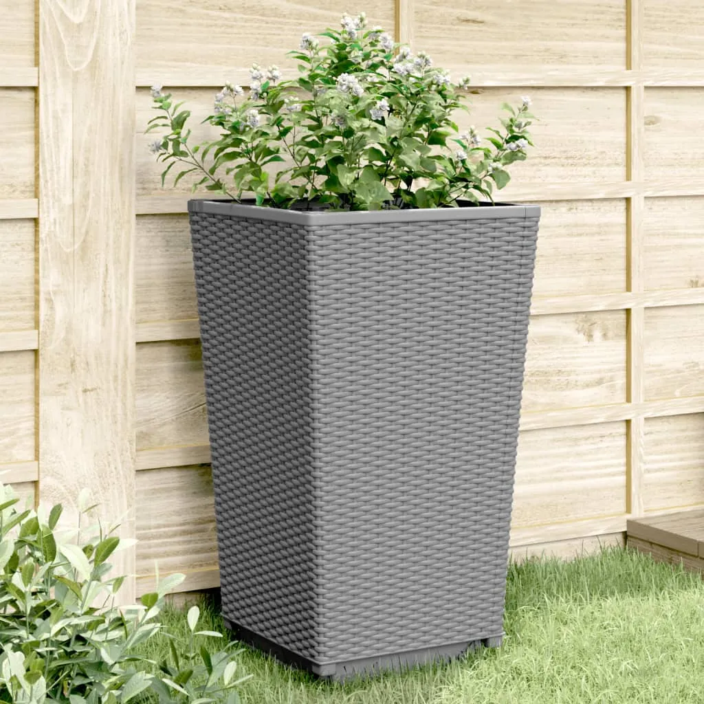 Garden Planters 4 pcs Light Grey 32.5x32.5x57 cm PP