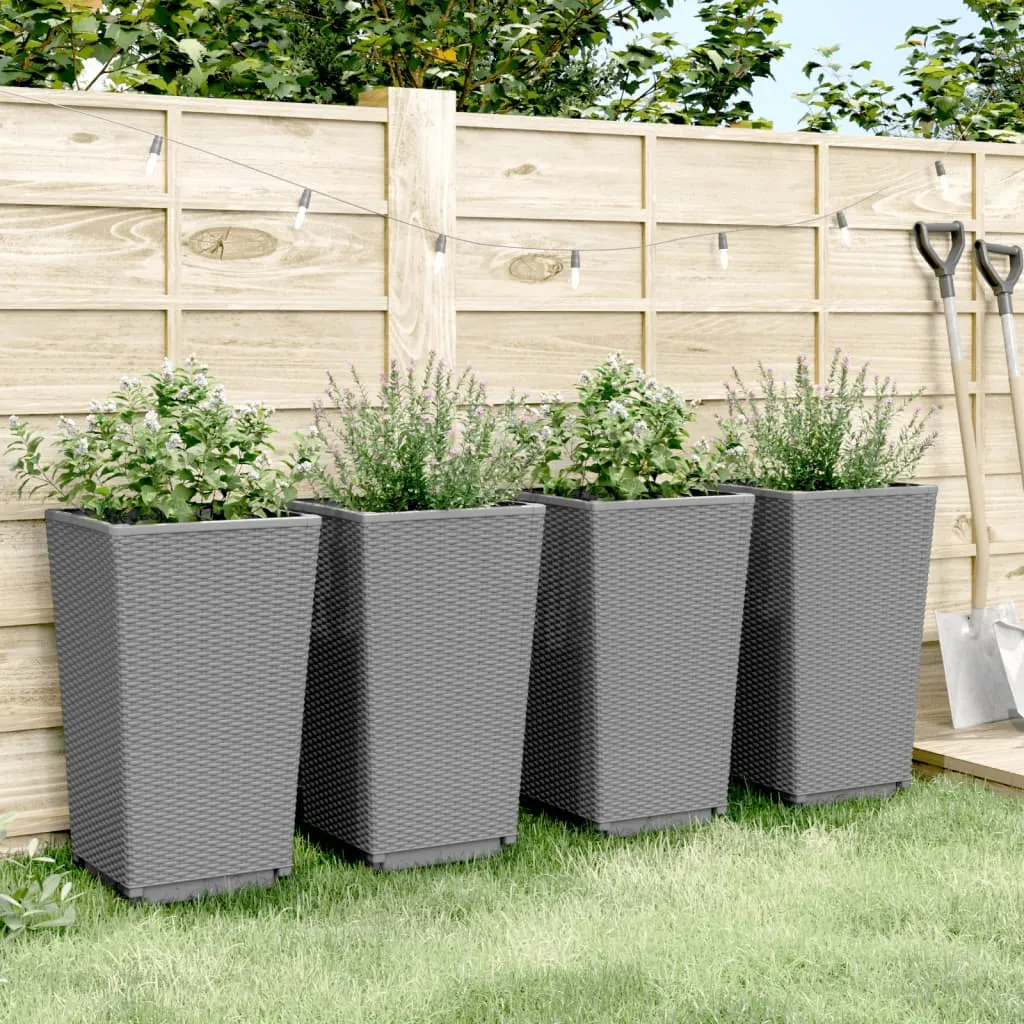 Garden Planters 4 pcs Light Grey 32.5x32.5x57 cm PP