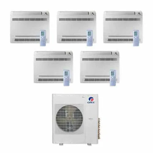 GREE Multi Gen2 Series 42,000 BTU 5-Zone Mini Floor Console 9K 9K 12K 12K 12K Ductless Mini-Split System