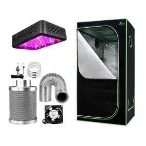 Green Fingers Grow Tent 600W LED Grow Light 60X60X140cm Mylar 4" Ventilation