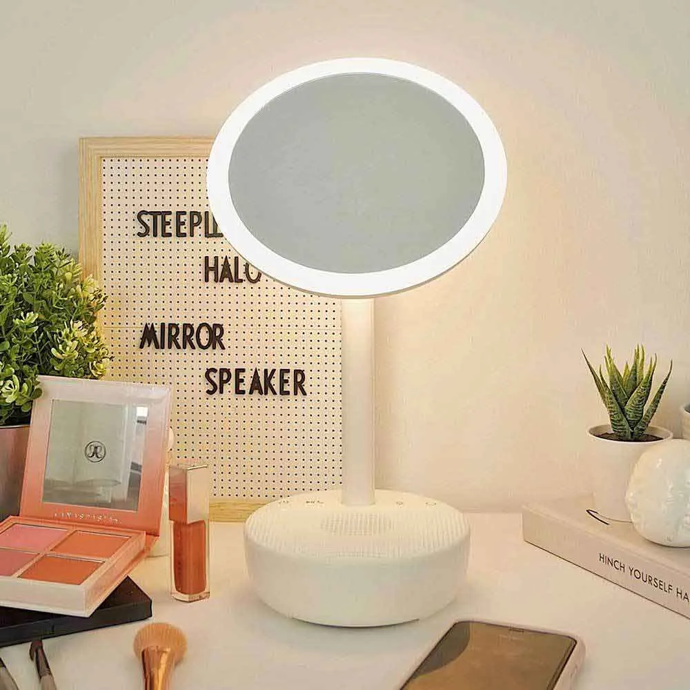 Halo LED Makeup Mirror, Ring Light, Bluetooth Speaker by Steepletone