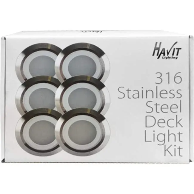 Havit 6 x 0.5 Watt LED Mini Deck Light Kit Stainless Steel 3000k 40lm